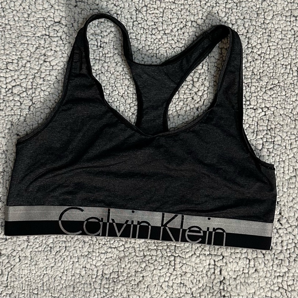 Black and grey sports bra